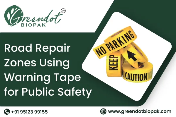 Road Repair Zones Using Warning Tape for Public Safety